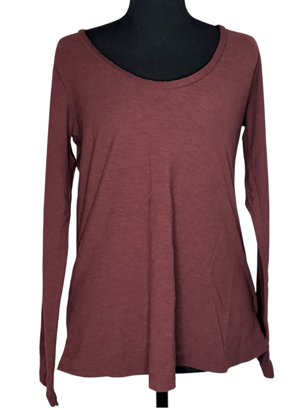 James Perse Long Sleeve Scoop Neck Top - Wine